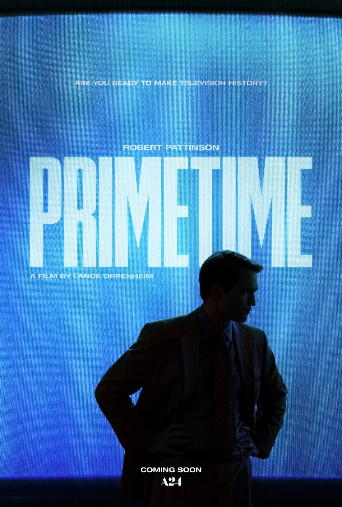 Primetime teaser poster with Robert Pattinson silhouetted against a blue television screen